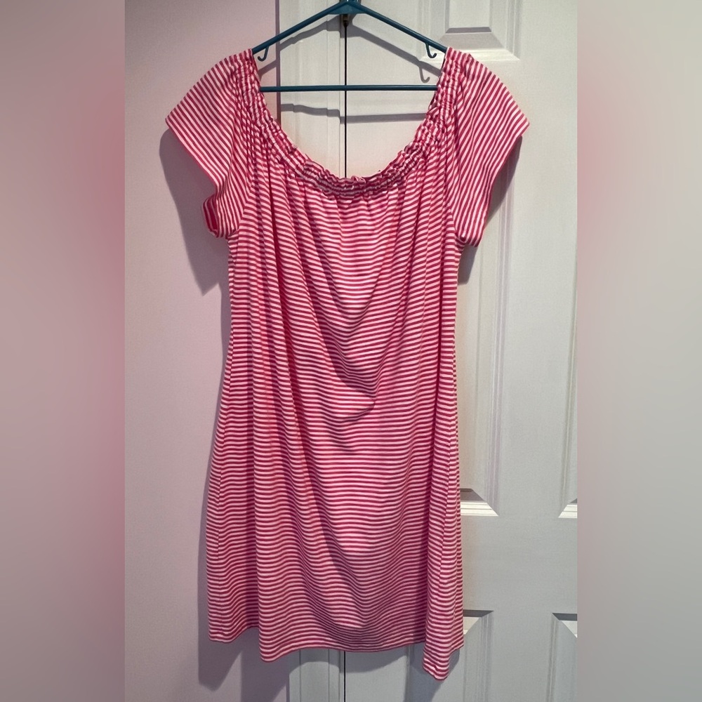 EUC Vineyard Vines XL cotton dress pink white stripe